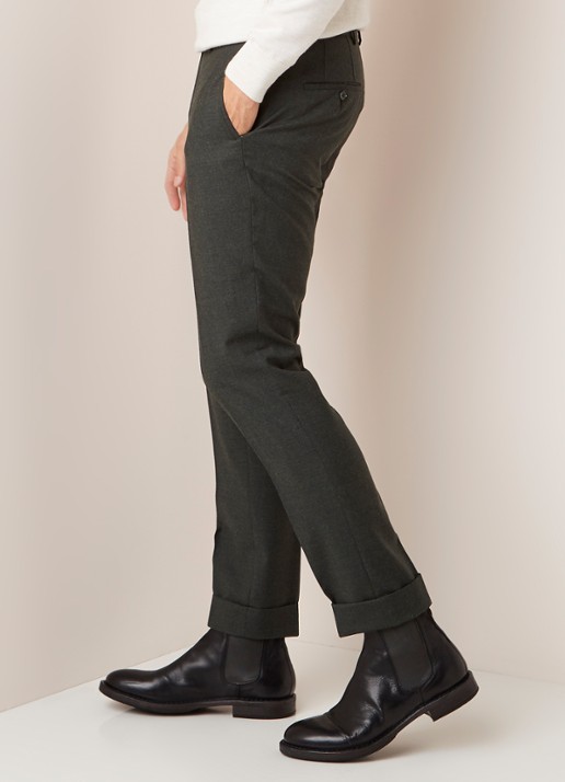 Van Gils Bull Split slim fit pantalon in wolblend - detail 3 groen
