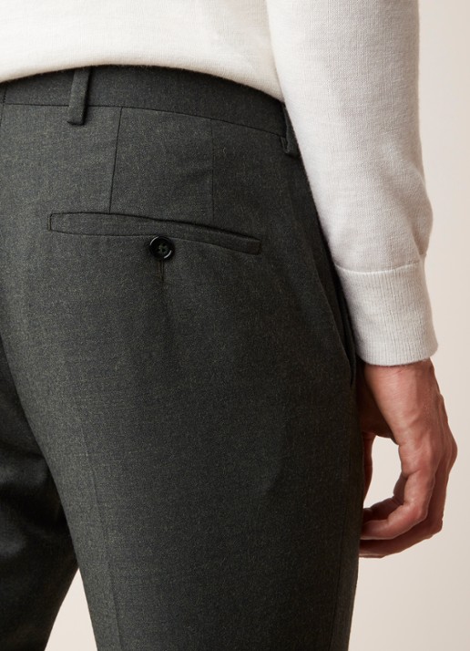 Van Gils Bull Split slim fit pantalon in wolblend - detail 4 groen