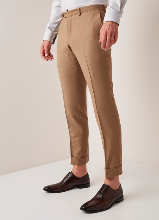 Van Gils Bull Split slim fit pantalon in wolblend - detail 2 camel