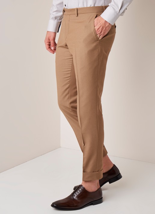 Van Gils Bull Split slim fit pantalon in wolblend - detail 3 camel