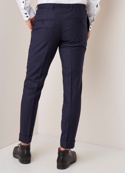 Van Gils Bull Split slim fit pantalon in wolblend - achterkant donkerblauw