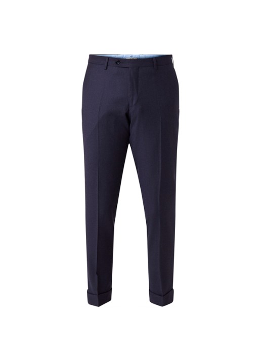 Van Gils Bull Split slim fit pantalon in wolblend - voorkant 2 donkerblauw