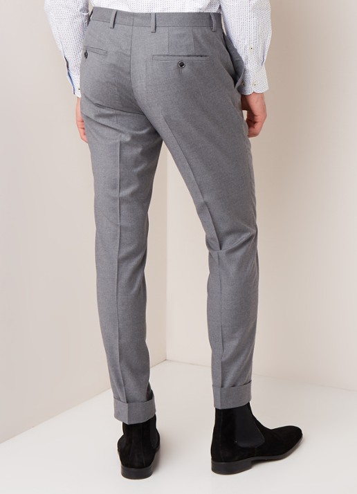 Van Gils Bull Split slim fit pantalon in wolblend - achterkant grijs