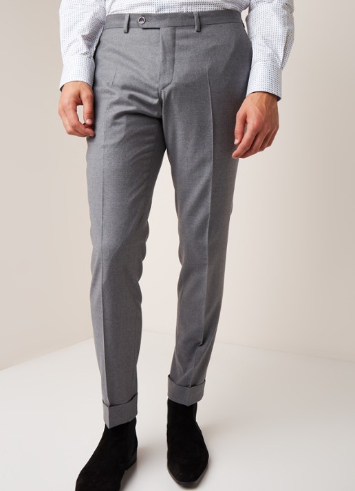 Van Gils Bull Split slim fit pantalon in wolblend - detail 2 grijs