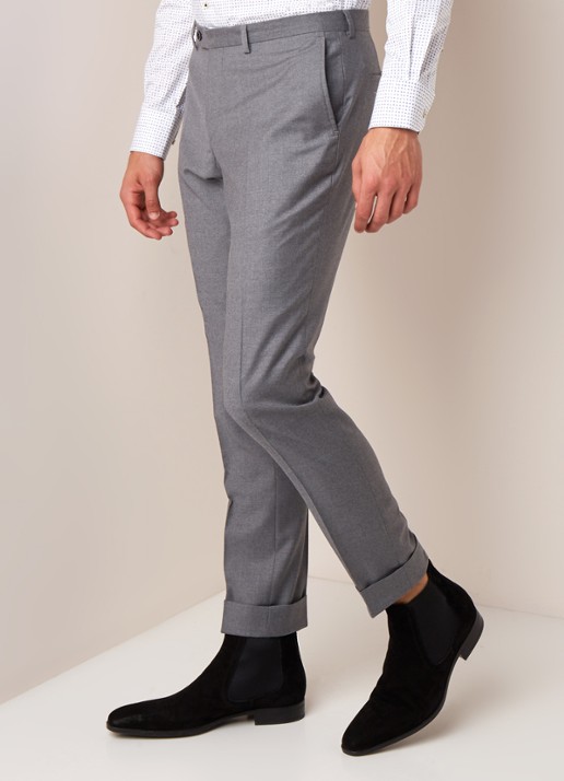 Van Gils Bull Split slim fit pantalon in wolblend - detail 3 grijs