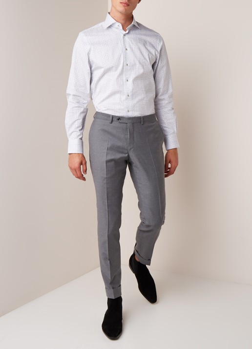 Van Gils Bull Split slim fit pantalon in wolblend - voorkant 5 grijs