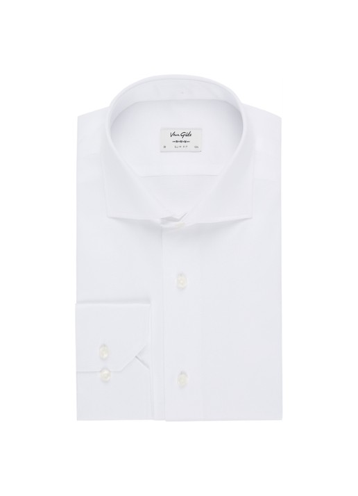 Van Gils Edar slim fit overhemd met wide spread-kraag - voorkant 3 wit
