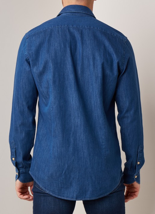 Van Gils Eden slim fit overhemd van denim - achterkant 4 indigo
