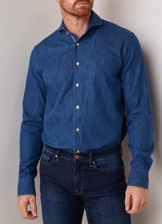 Van Gils Eden slim fit overhemd van denim - detail 3 indigo