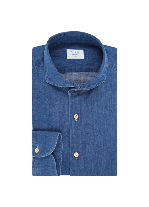 Van Gils Eden slim fit overhemd van denim - voorkant 2 indigo