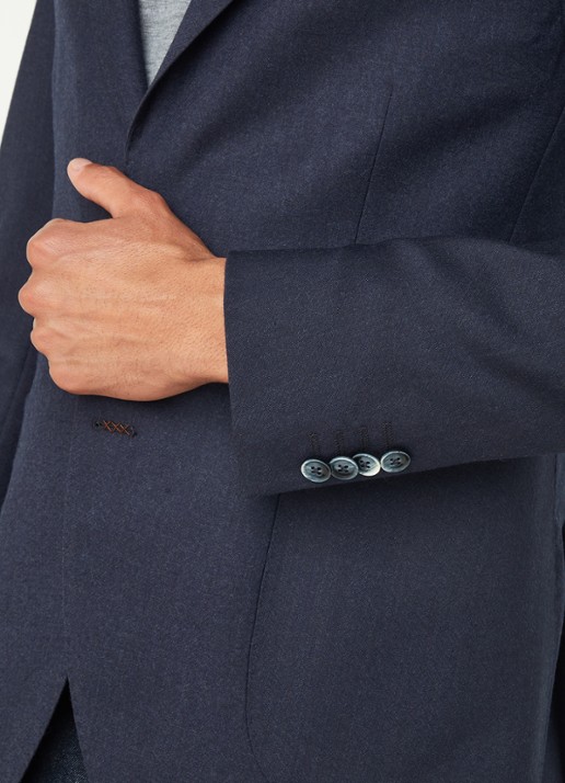 Van Gils Elliot Split slim fit colbert van wol met opgestikte zakken - detail 4 donkerblauw