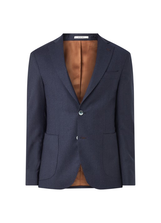 Van Gils Elliot Split slim fit colbert van wol met opgestikte zakken - voorkant 5 donkerblauw