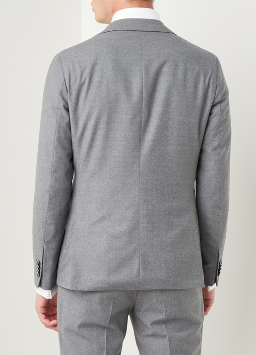 Van Gils Elliot Split slim fit colbert van wol met opgestikte zakken - achterkant 5 lichtgrijs