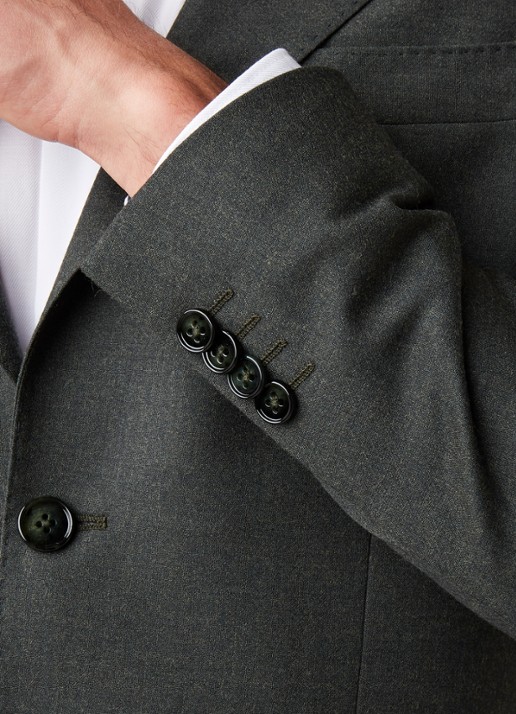 Van Gils Elliot tailored fit colbert van scheerwol - detail 4 groen
