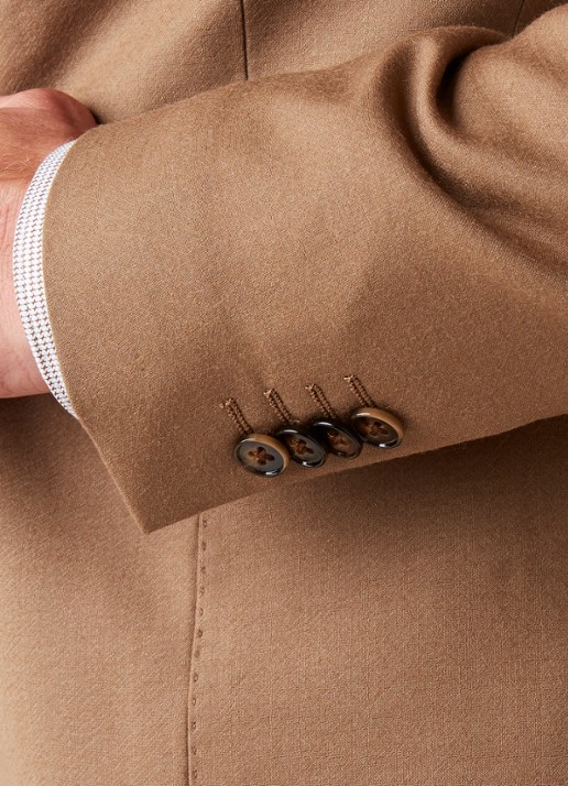 Van Gils Elliot tailored fit colbert van scheerwol - detail 6 camel