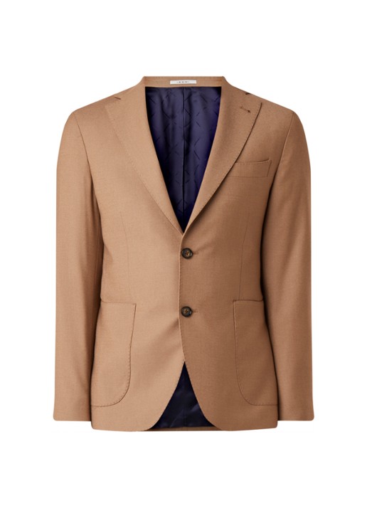 Van Gils Elliot tailored fit colbert van scheerwol - voorkant 2 camel