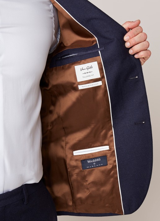 Van Gils Elliott tailored fit colbert in wolblend - detail 5 donkerblauw