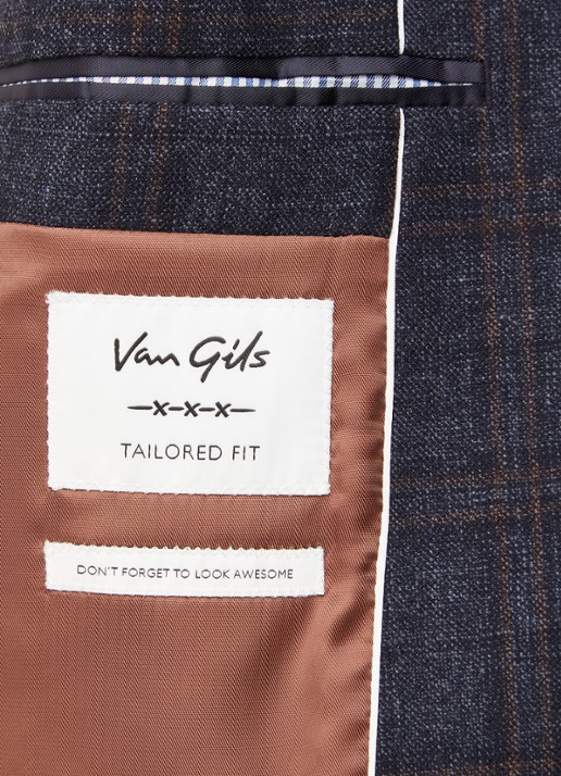 Van Gils Ellis 2-delig pak in zijdeblend - detail 4 donkerblauw
