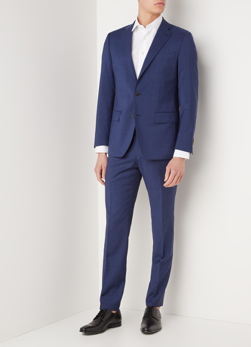Van Gils Ellis regular fit pak van wol - detail 3 donkerblauw