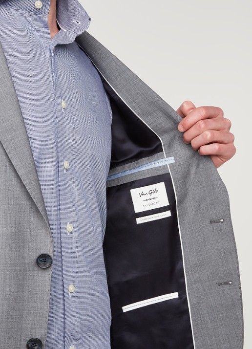 Van Gils Ellis regular fit pak van wol - detail 4 grijs