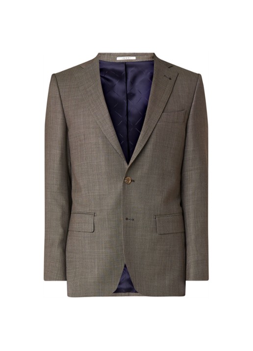 Van Gils Ellis tailored fit colbert van scheerwol met micro birdseye dessin - voorkant 4 groen