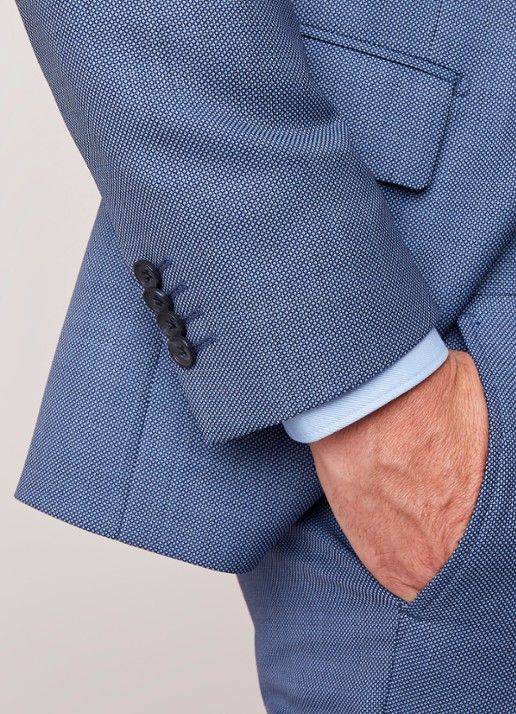 Van Gils Ellis tailored fit colbert van scheerwol met micro birdseye dessin - detail 4 blauw