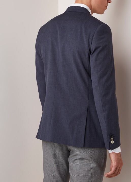 Van Gils Ellison slim fit colbert in wolblend - achterkant 6 donkerblauw