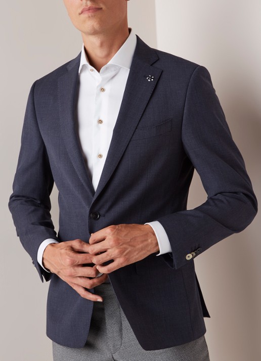 Van Gils Ellison slim fit colbert in wolblend - detail 3 donkerblauw