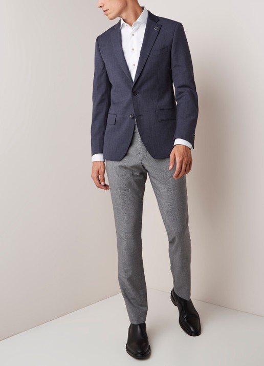Van Gils Ellison slim fit colbert in wolblend - voorkant 2 donkerblauw
