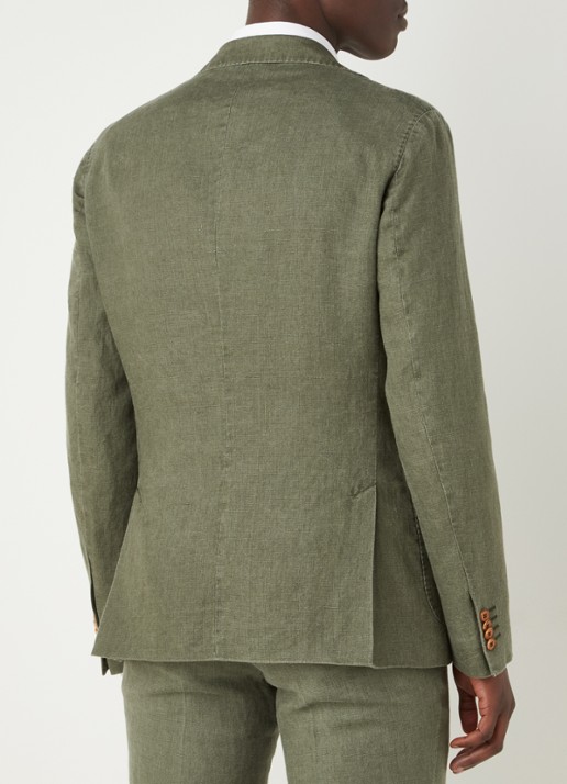 Van Gils Elray slim fit colbert van linnen - achterkant 5 olijfgroen