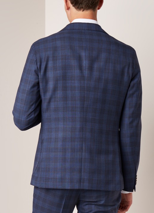 Van Gils Elwyn tailored fit colbert met ruitdessin - achterkant donkerblauw
