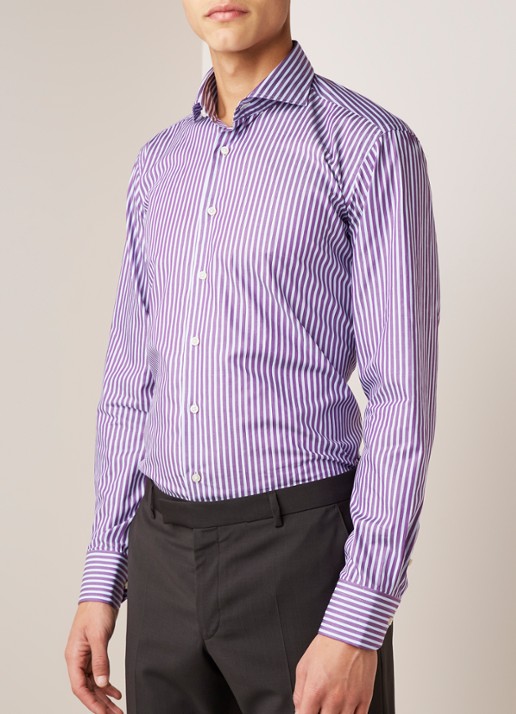 Van Gils Enzo tailored fit overhemd met streepdessin - detail 3 paars