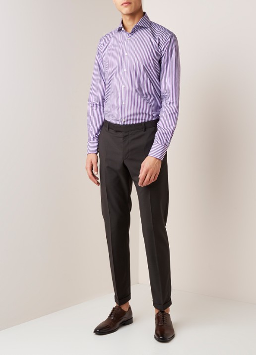 Van Gils Enzo tailored fit overhemd met streepdessin - voorkant 2 paars