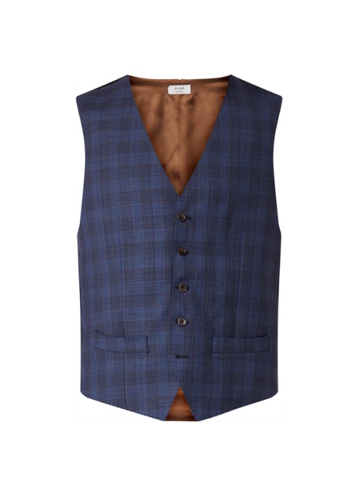 Van Gils Evion gilet van scheerwol met ruitdessin - voorkant 4 donkerblauw