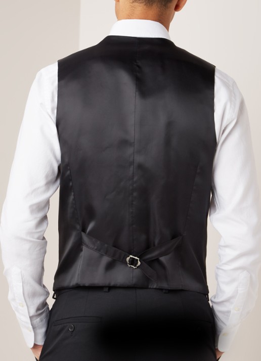 Van Gils Evion slim fit gilet in wolblend - achterkant zwart