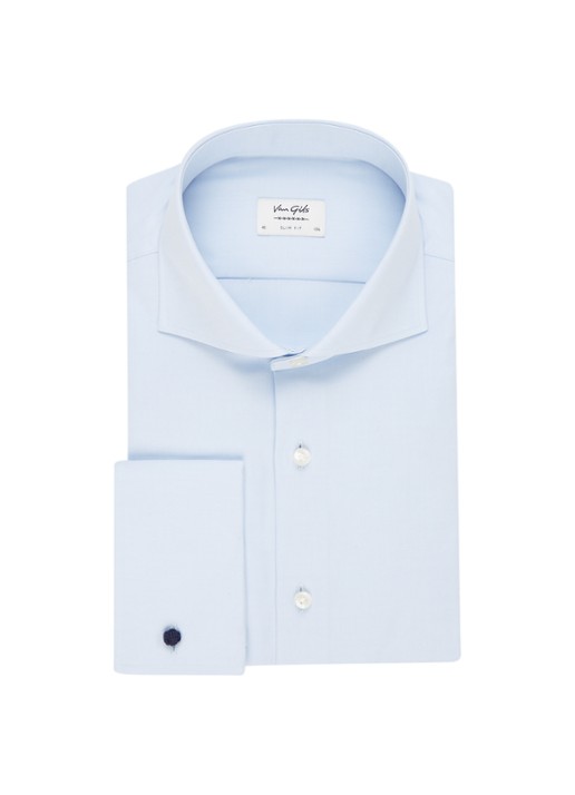 Van Gils Ext slim fit overhemd met wide spread-kraag - voorkant lichtblauw