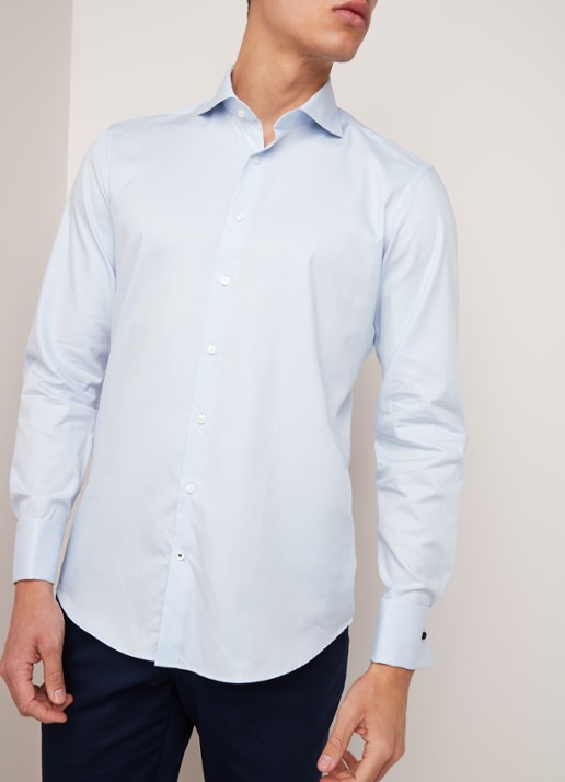 Van Gils Ext slim fit overhemd met wide spread-kraag - detail 3 lichtblauw