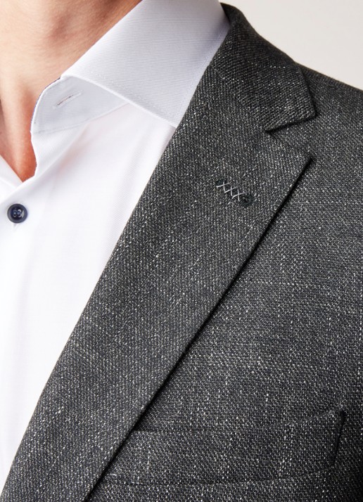 Van Gils Zayn slim fit colbert in gemêleerde wolblend - detail 4 groen