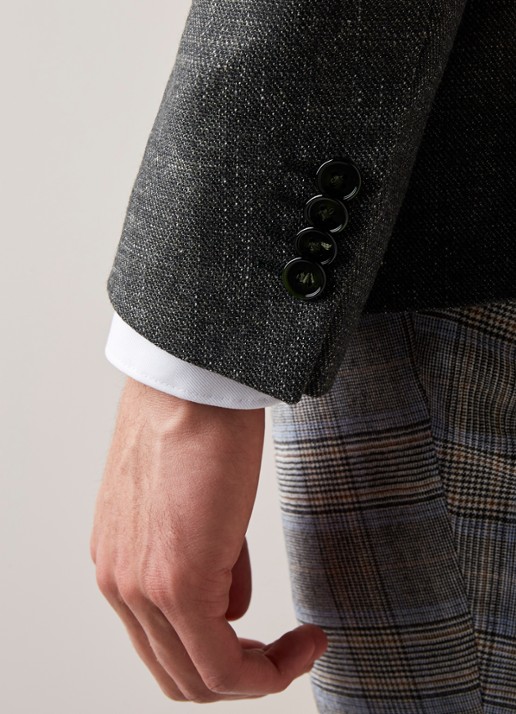 Van Gils Zayn slim fit colbert in gemêleerde wolblend - detail 5 groen