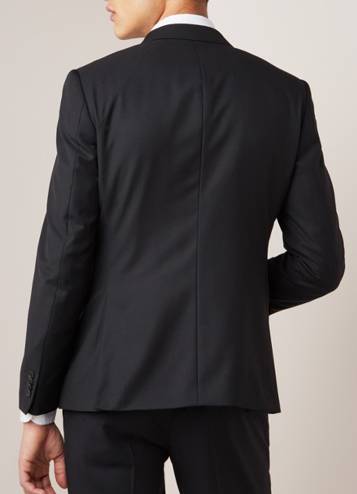Van Gils Zayn slim fit colbert in wolblend met dubbele split - achterkant zwart