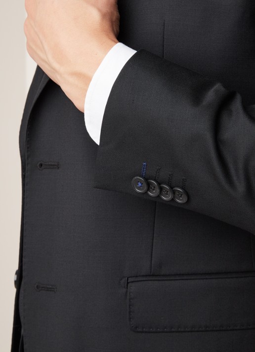 Van Gils Zayn slim fit colbert in wolblend met dubbele split - detail 4 zwart