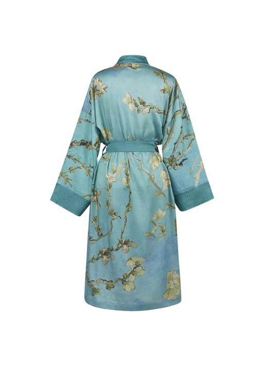 Van Gogh Museum Almond Blossom kimono met bloemenprint - achterkant blauw