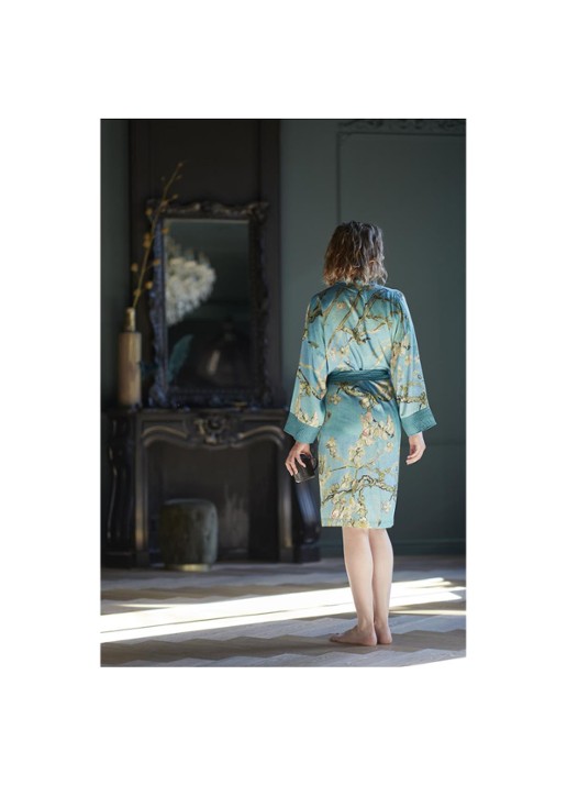 Van Gogh Museum Almond Blossom kimono met bloemenprint - detail 6 blauw