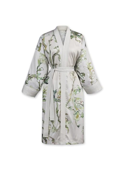 Van Gogh Museum Almond Blossom kimono met bloemenprint - voorkant 3 zand