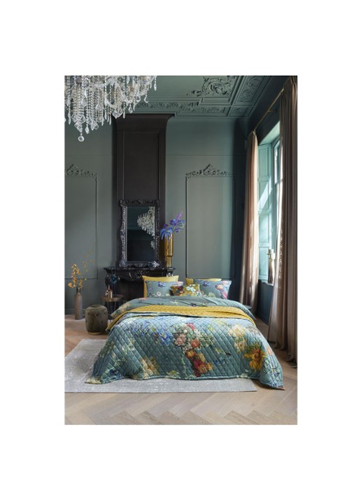 Van Gogh Museum Partout des Fleurs bedsprei van fluweel - detail 3 zeegroen