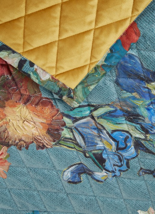 Van Gogh Museum Partout des Fleurs bedsprei van fluweel - detail 4 zeegroen
