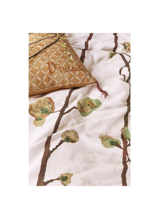 Van Gogh Museum Plum Blossoms dekbedovertrekset van katoensatijn 220 TC - inclusief kussenslopen - detail 5 gebroken wit