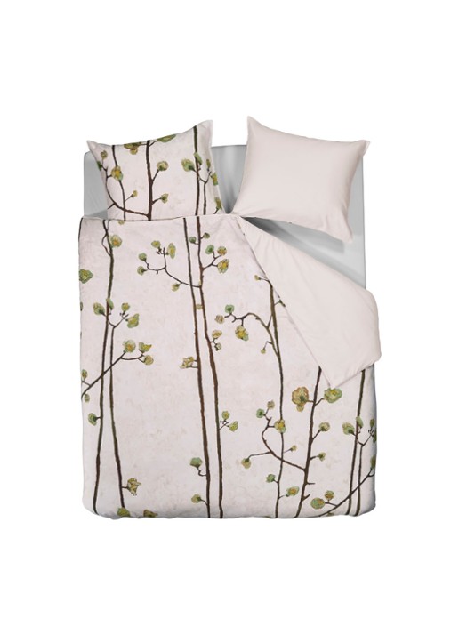 Van Gogh Museum Plum Blossoms dekbedovertrekset van katoensatijn 220 TC - inclusief kussenslopen - voorkant 3 gebroken wit