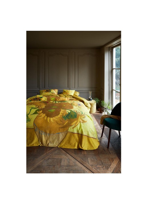 Van Gogh Museum Tournesol katoensatijn dekbedovertrekset - inclusief kussenslopen - voorkant 2 geel