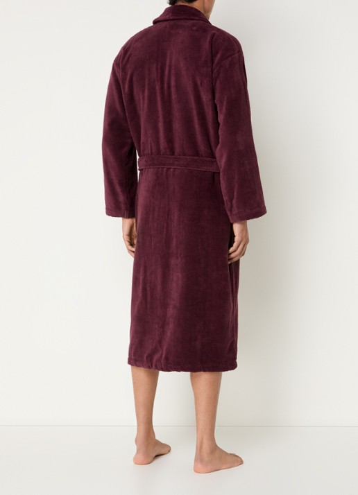 Vandyck Badjas van katoen met opgestikte zakken - unisex - achterkant 5 aubergine